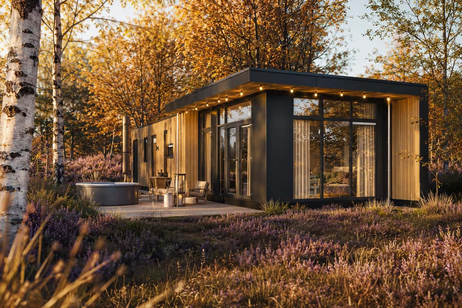 Lodge De Heide met privé-hottub op het terras en uitzicht over de Drentse heide